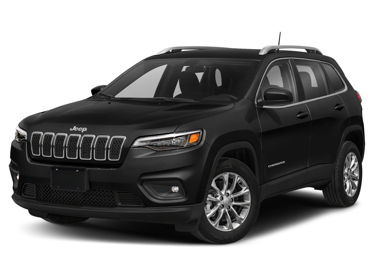 2019 Jeep Cherokee Limited in Diamond Black Crystal Pearlcoat — front three-quarter view