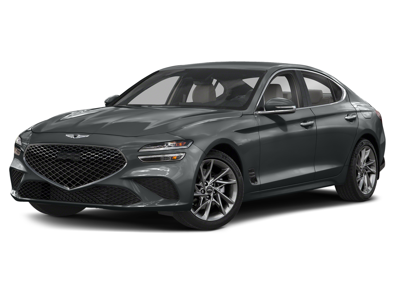 2023 Genesis G70 2.0T Sport Prestige in Makalu Gray — front three-quarter view