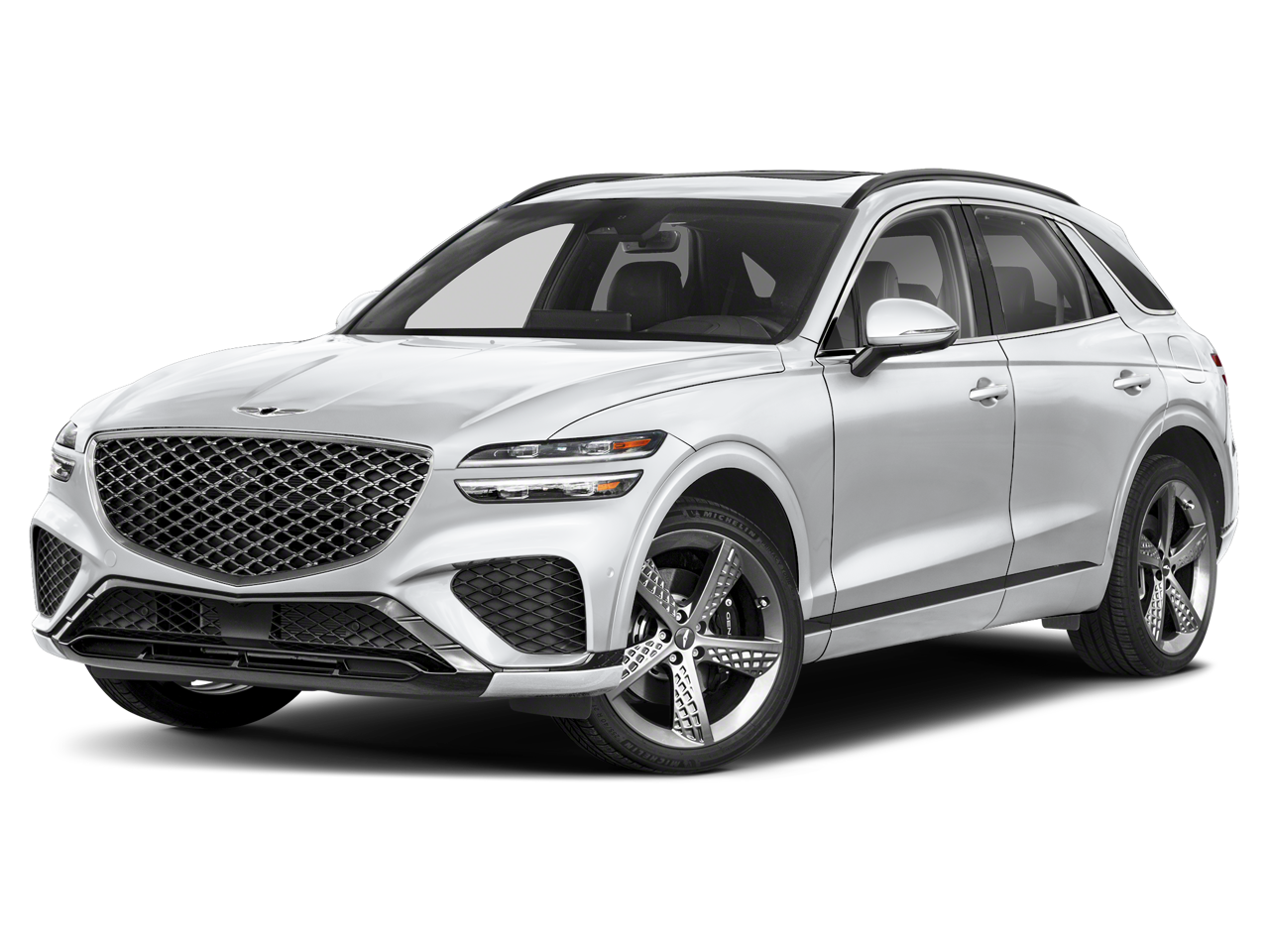 2024 Genesis GV70 3.5T Sport in Alta White — front three-quarter view