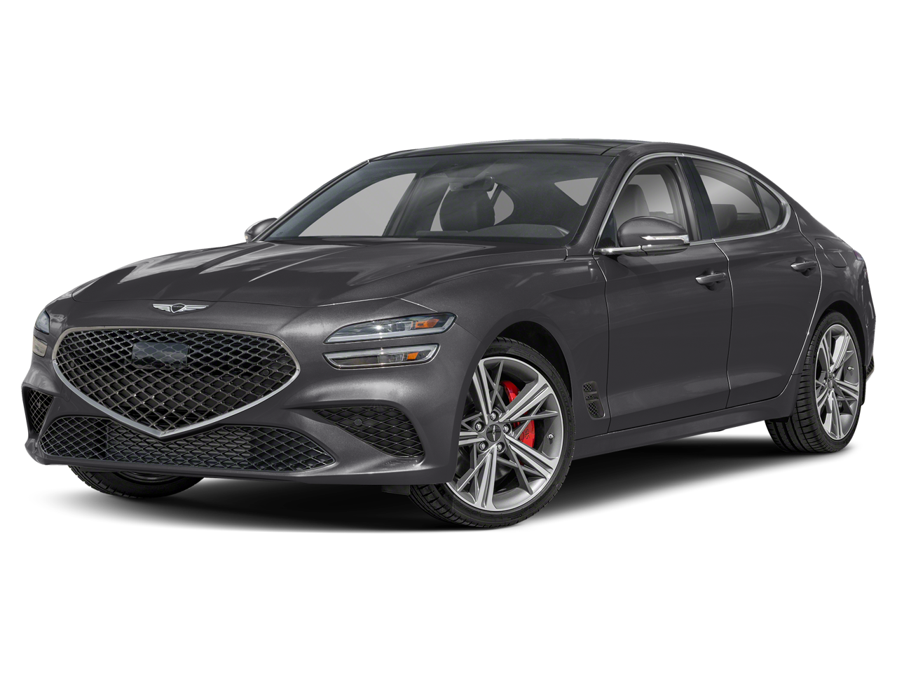 2026 Genesis G70 3.3T Sport Prestige in Makalu Gray — front three-quarter view