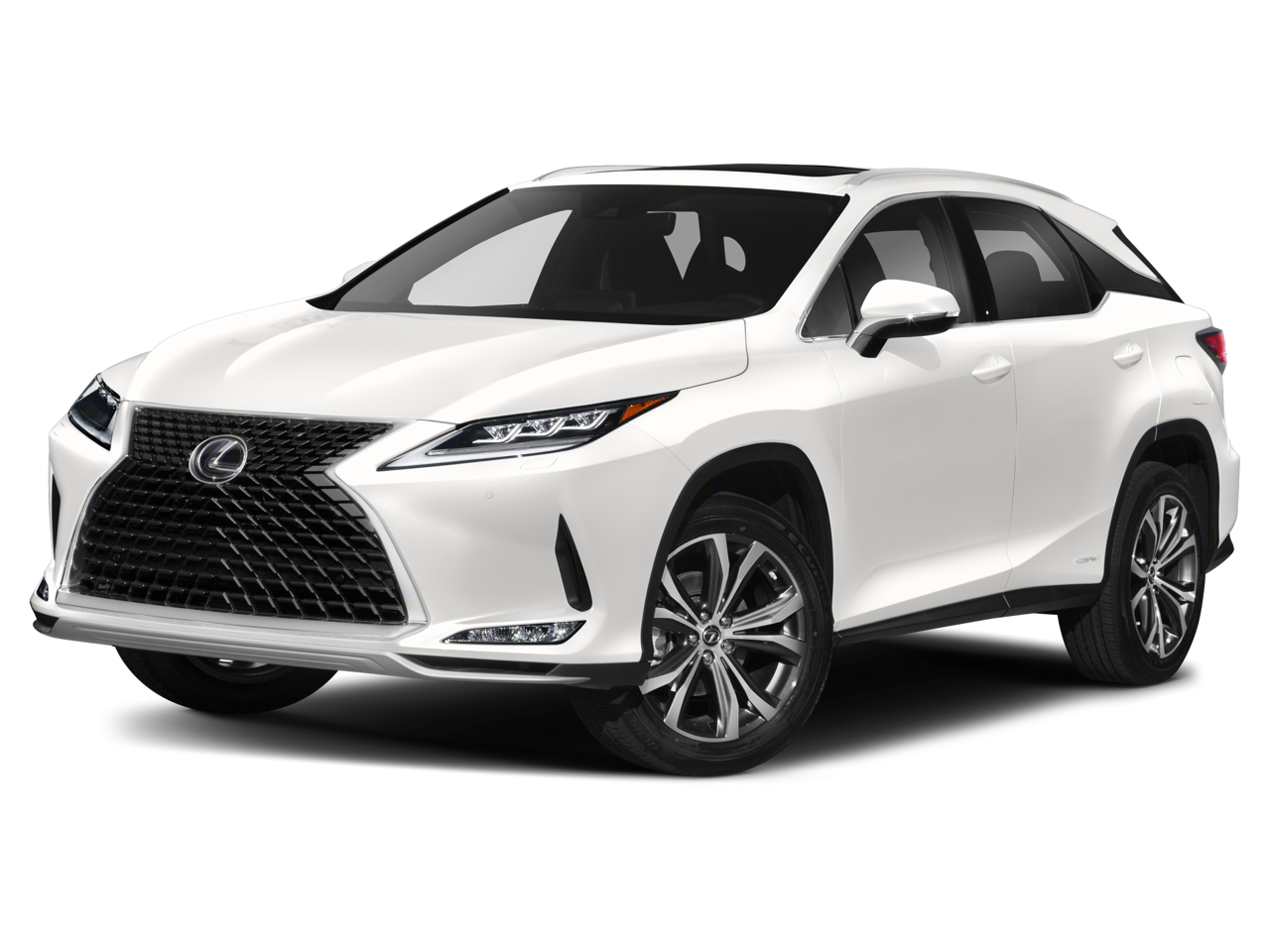 2021 Lexus RX 450h in White Pearl — front three-quarter view