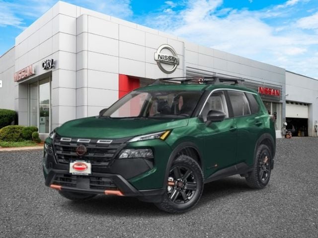 2026 Nissan Rogue Rock Creek in Obsidian Green — front three-quarter view