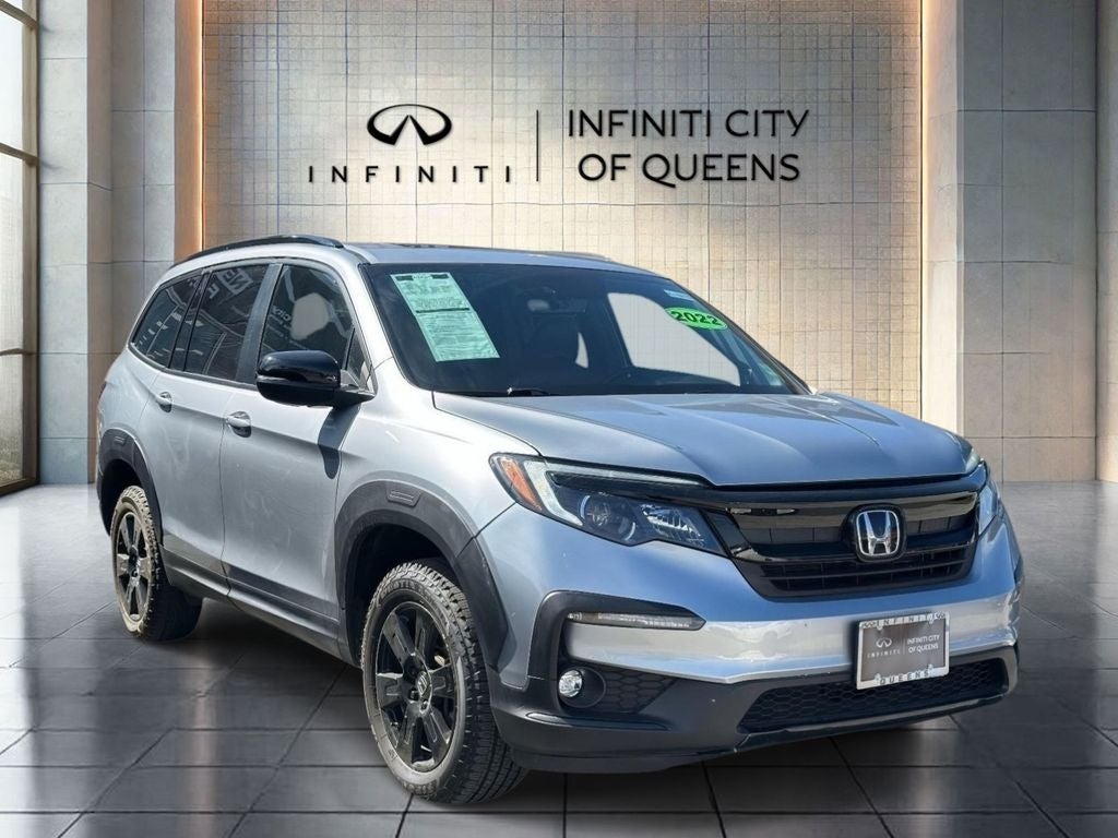 2022 Honda Pilot TrailSport in Silver — front three-quarter view