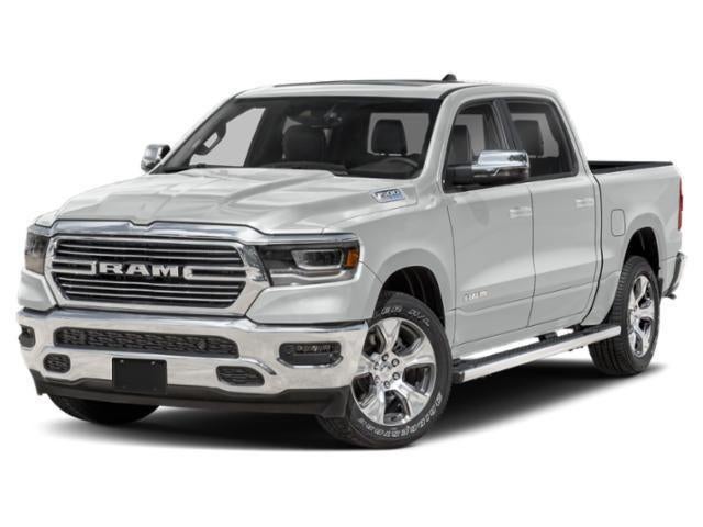 2023 RAM 1500 Laramie Crew Cab 4x4 5'7' Box in Bright White Clearcoat — front three-quarter view