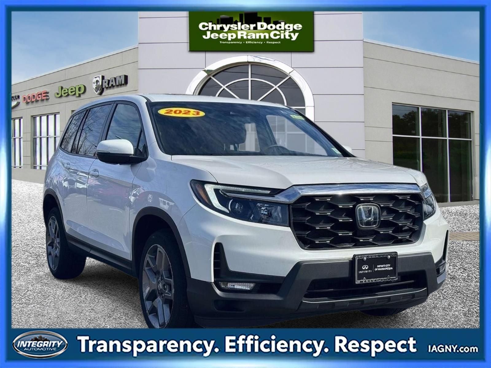 2023 Honda Passport AWD EX-L in White — front three-quarter view