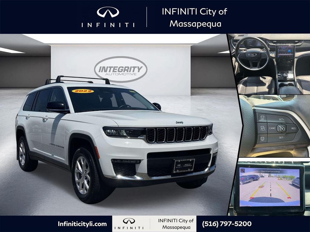 2022 Jeep Grand Cherokee L Limited in Bright White Clearcoat — front three-quarter view