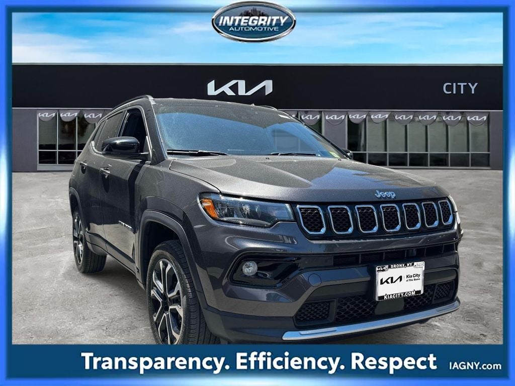 2023 Jeep Compass Limited in Granite Crystal Metallic Clearcoat — front three-quarter view